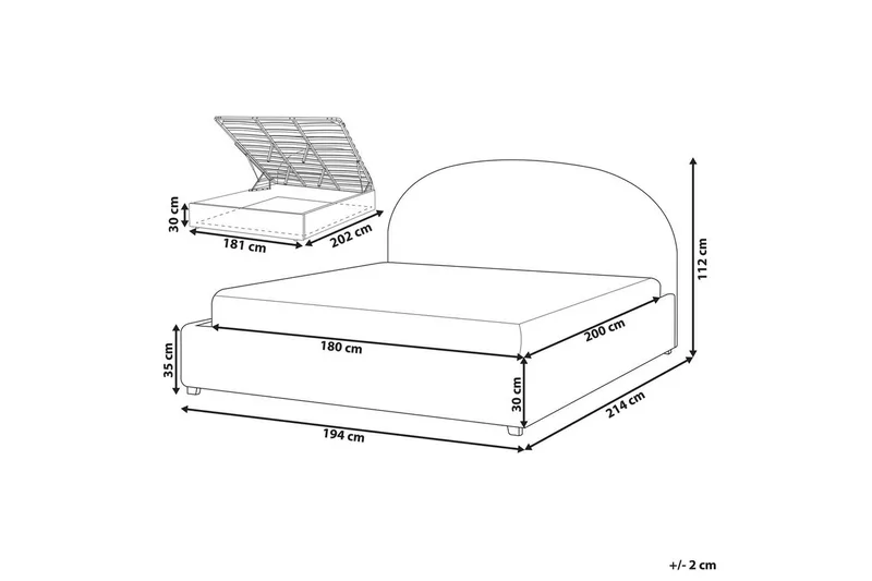 Seng med lagring Vaucluse - Lys blå/Polyester, Lyseblå/Polyester, 180x200 cm - Møbler - Senger - Sengeramme & sengestamme