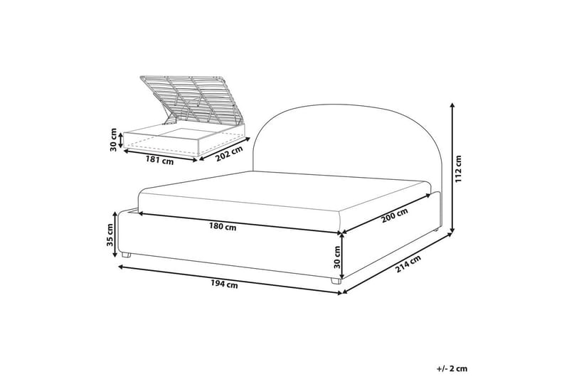 Seng med lagring Vaucluse - Lys blå/Polyester, Lyseblå/Polyester, 180x200 cm - Møbler - Senger - Sengeramme & sengestamme