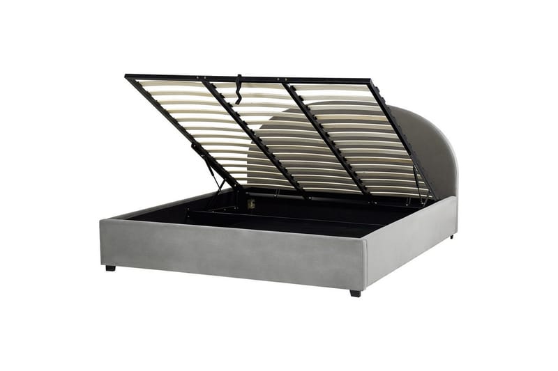 Seng med lagring Vaucluse - Lys grå/Fløyel, Lysegrå/Fløyel, 180x200 cm - Møbler - Senger - Sengeramme & sengestamme