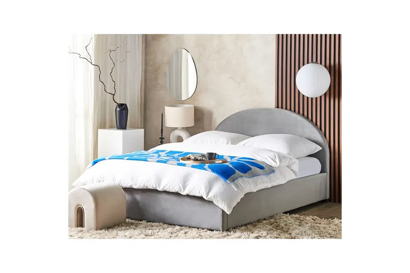 Seng med lagring Vaucluse - Lys grå/Fløyel, Lysegrå/Fløyel, 180x200 cm - Møbler - Senger - Sengeramme & sengestamme