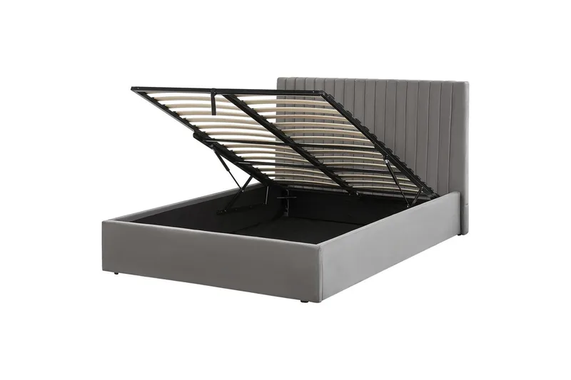 Seng med lagring Vion, Grå, 140x200 cm