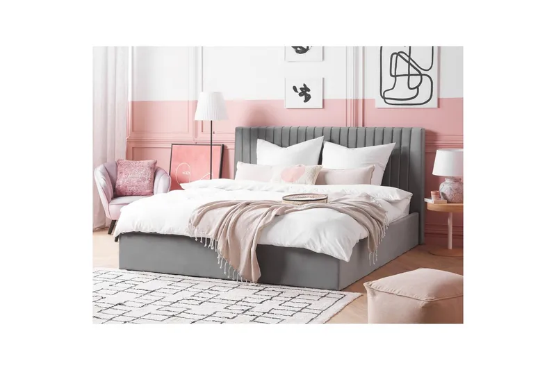 Seng med lagring Vion - Grå, 180x200 cm - Møbler - Senger - Sengeramme & sengestamme