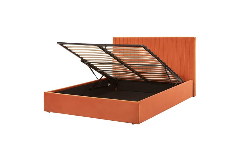 Seng med lagring Vion, Oransje, 160x200 cm