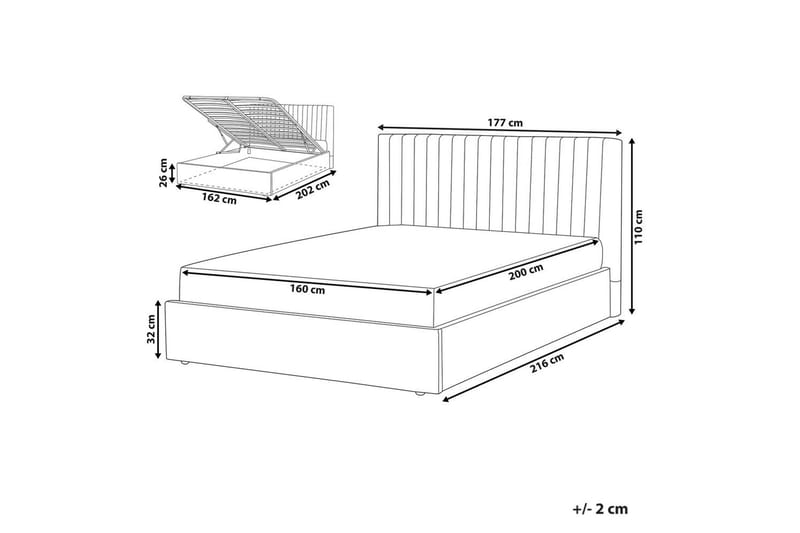 Seng med lagring Vion - Oransje, 160x200 cm - Møbler - Senger - Sengeramme & sengestamme