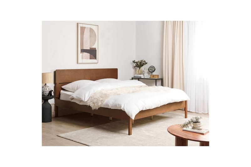 Seng med lamellbunn Boisset - Brun/Gummitre, 180x200 cm - Møbler - Senger - Sengeramme & sengestamme