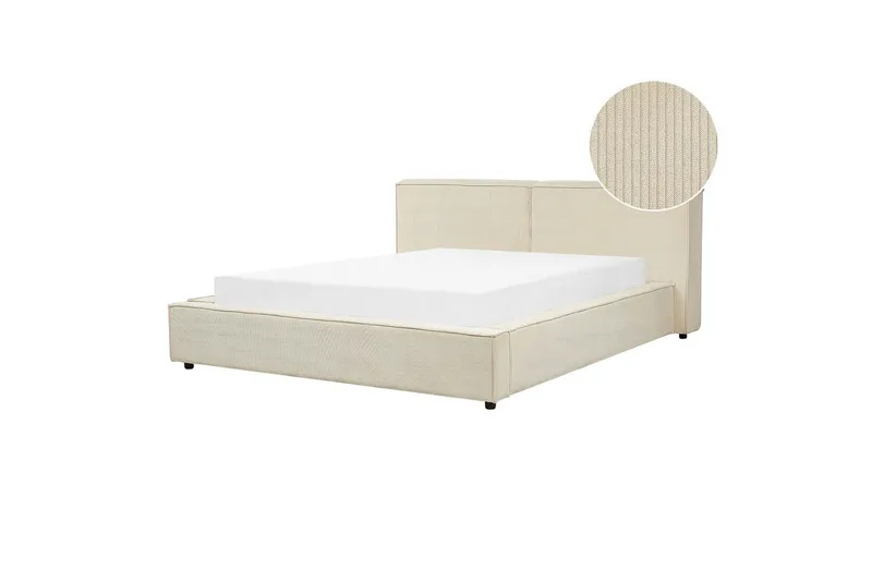 Seng med lamellbunn Linards - Beige/Manchesterstoff, 160x200 cm - Møbler - Senger - Sengeramme & sengestamme