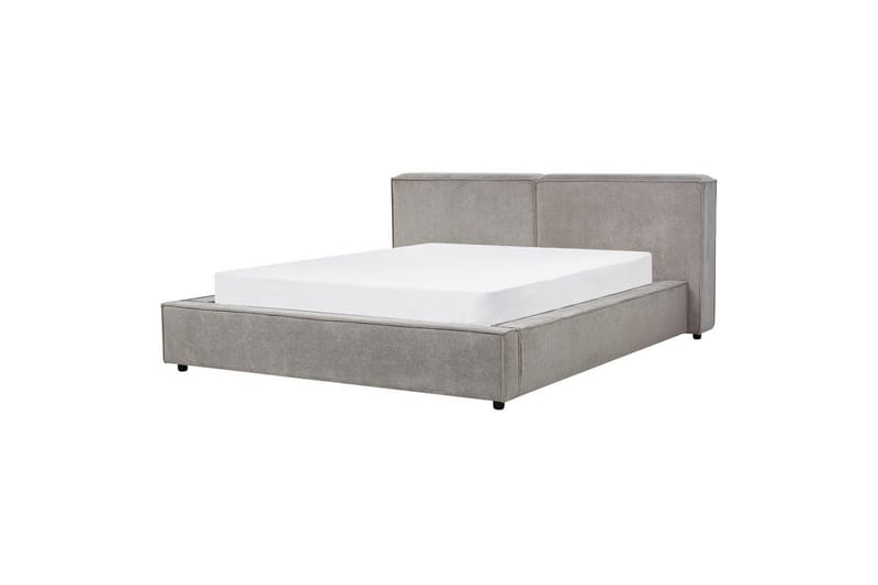 Seng med lamellbunn Linards, Grå/polyester, Grå/Polyester, 160x200 cm