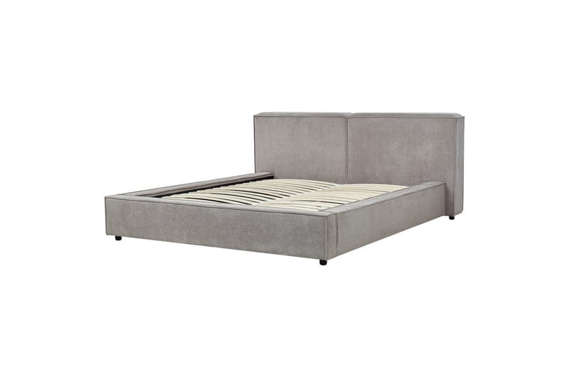 Seng med lamellbunn Linards - Grå/polyester, Grå/Polyester, 160x200 cm - Møbler - Senger - Sengeramme & sengestamme