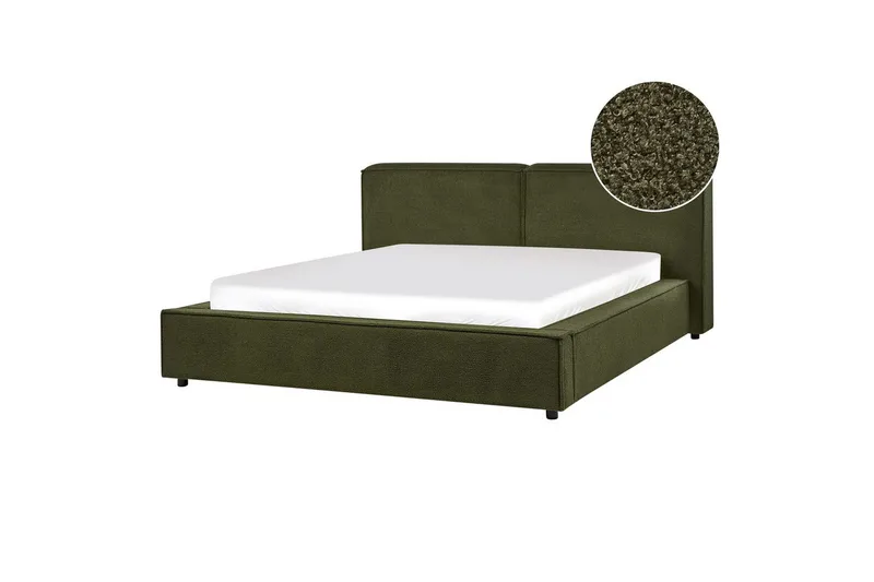 Seng med lamellbunn Linards, Grønn/Bouclé, 160x200 cm