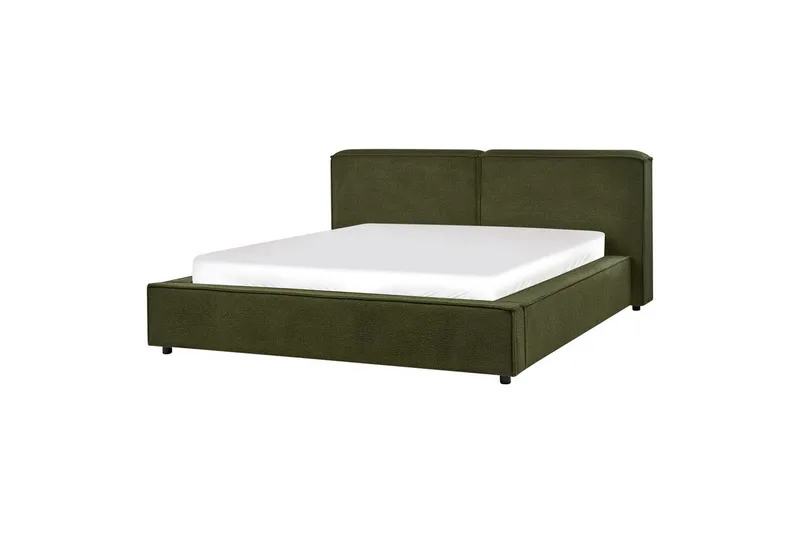 Seng med lamellbunn Linards - Grønn/Bouclé, 160x200 cm - Møbler - Senger - Sengeramme & sengestamme