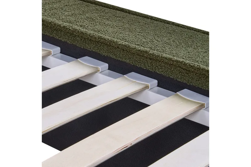 Seng med lamellbunn Linards - Grønn/Bouclé, 160x200 cm - Møbler - Senger - Sengeramme & sengestamme