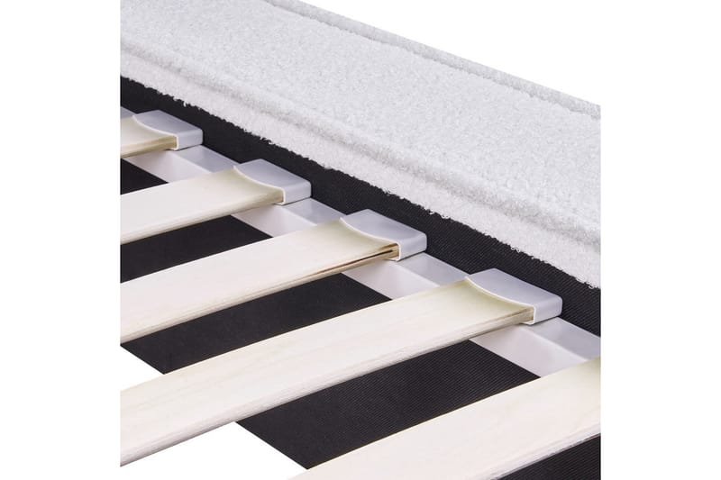 Seng med lamellbunn Linards - Hvit/Bouclé, 160x200 cm - Møbler - Senger - Sengeramme & sengestamme