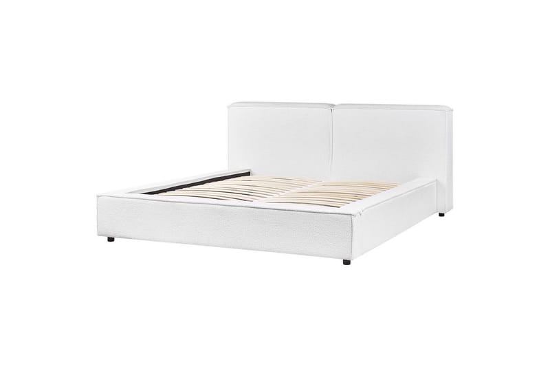 Seng med lamellbunn Linards - Hvit/Bouclé, 160x200 cm - Møbler - Senger - Sengeramme & sengestamme