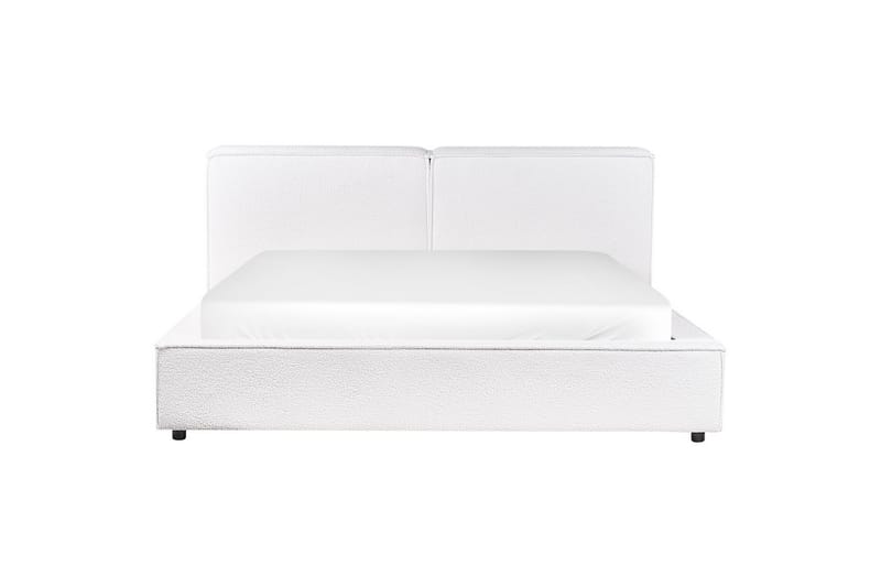 Seng med lamellbunn Linards - Hvit/Bouclé, 160x200 cm - Møbler - Senger - Sengeramme & sengestamme