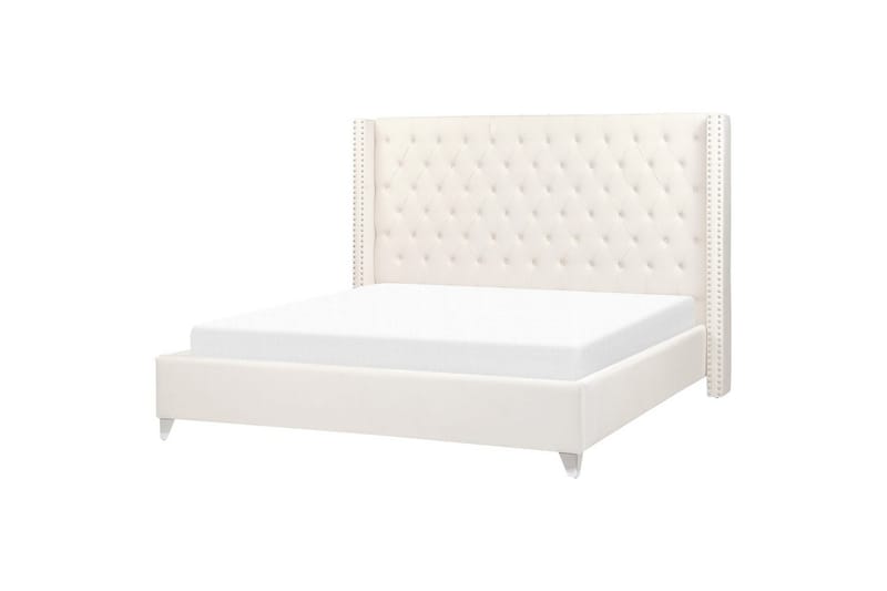 Seng med lamellbunn Lubbon - Hvit, Sølv, Hvit, sølv, 180x200 cm - Møbler - Senger - Sengeramme & sengestamme