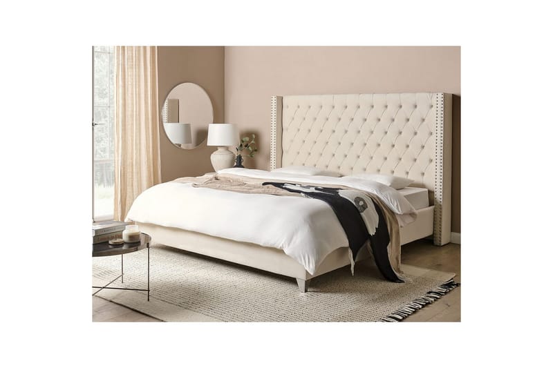 Seng med lamellbunn Lubbon - Hvit, Sølv, Hvit, sølv, 180x200 cm - Møbler - Senger - Sengeramme & sengestamme