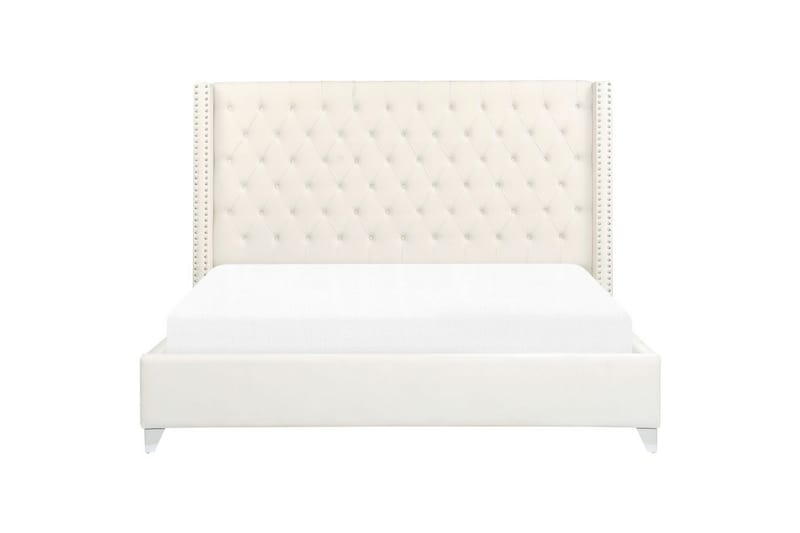 Seng med lamellbunn Lubbon - Hvit, Sølv, Hvit, sølv, 180x200 cm - Møbler - Senger - Sengeramme & sengestamme