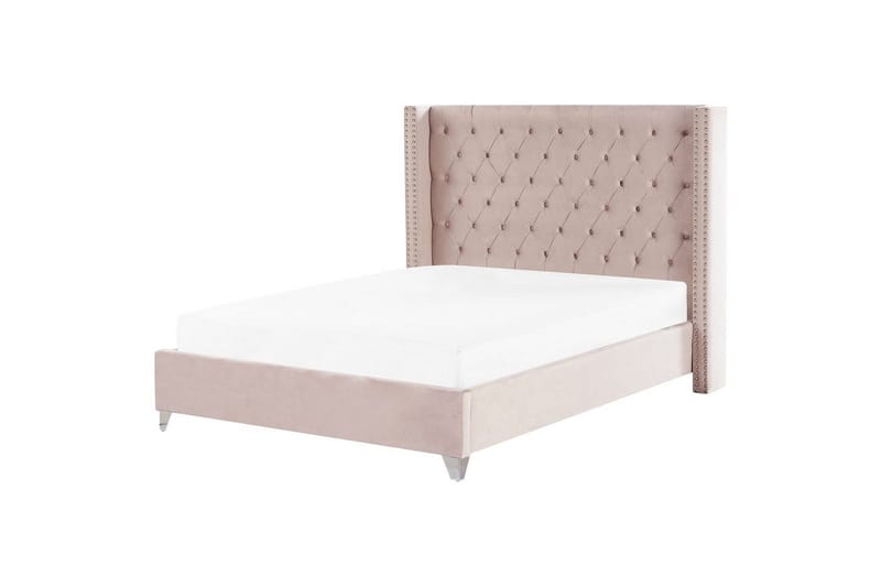 Seng med lamellbunn Lubbon - Rosa, Sølv, Rosa, sølv, 180x200 cm - Møbler - Senger - Sengeramme & sengestamme