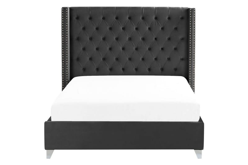 Seng med lamellbunn Lubbon - Svart, Sølv, 160x200 cm - Møbler - Senger - Sengeramme & sengestamme