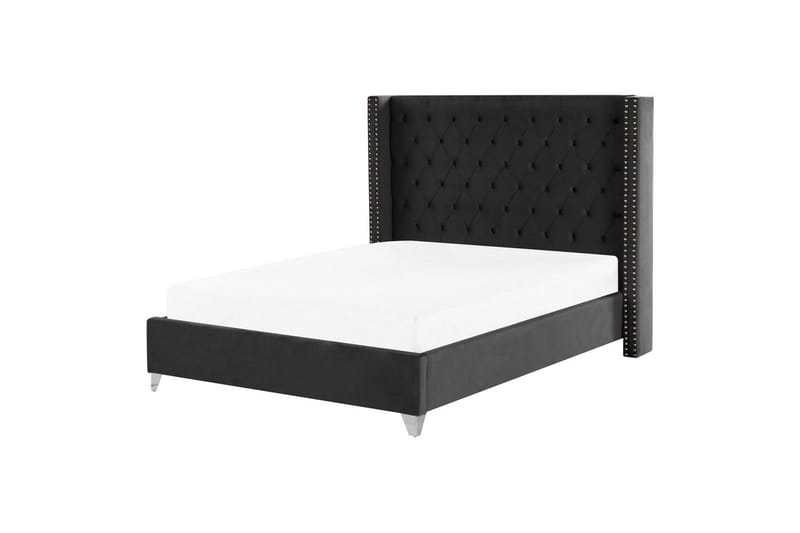 Seng med lamellbunn Lubbon - Svart, Sølv, 160x200 cm - Møbler - Senger - Sengeramme & sengestamme