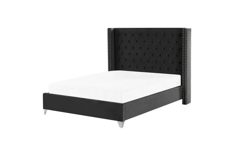 Seng med lamellbunn Lubbon - Svart, Sølv, 160x200 cm - Møbler - Senger - Sengeramme & sengestamme