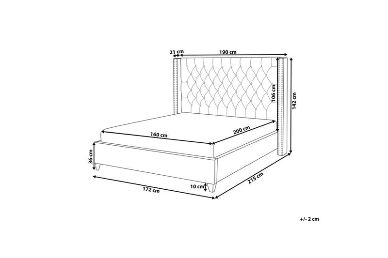 Seng med lamellbunn Lubbon - Svart, Sølv, 160x200 cm - Møbler - Senger - Sengeramme & sengestamme