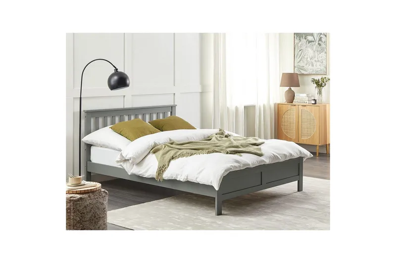 Seng med lamellbunn Mayenne - Grå, 140x200 cm - Møbler - Senger - Sengeramme & sengestamme