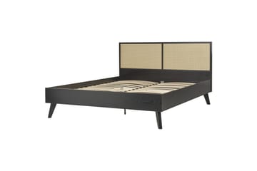 Seng med lamellbunn Monpazier - Svart, lyst tre, 160x200 cm - Møbler - Senger - Sengeramme & sengestamme