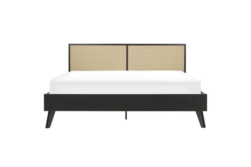 Seng med lamellbunn Monpazier - Svart, lyst tre, 180x200 cm - Møbler - Senger - Sengeramme & sengestamme