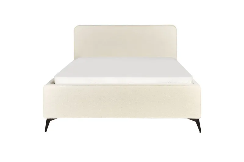 Seng med lamellbunn Valognes - Kremhvit, Svart, 160x200 cm - Møbler - Senger - Sengeramme & sengestamme