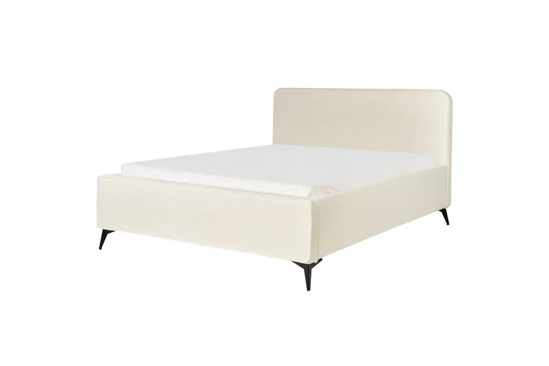 Seng med lamellbunn Valognes - Kremhvit, Svart, 160x200 cm - Møbler - Senger - Sengeramme & sengestamme