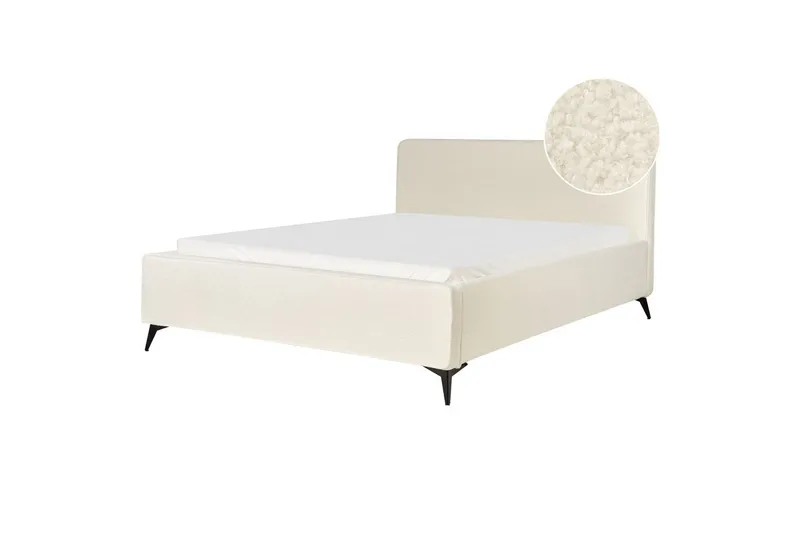 Seng med lamellbunn Valognes, Kremhvit, Svart, 180x200 cm