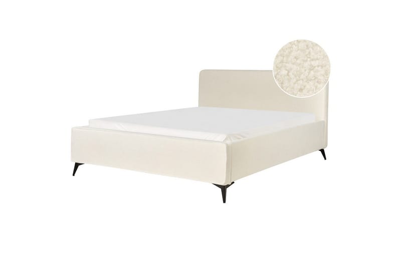 Seng med lamellbunn Valognes - Kremhvit, Svart, 180x200 cm - Møbler - Senger - Sengeramme & sengestamme