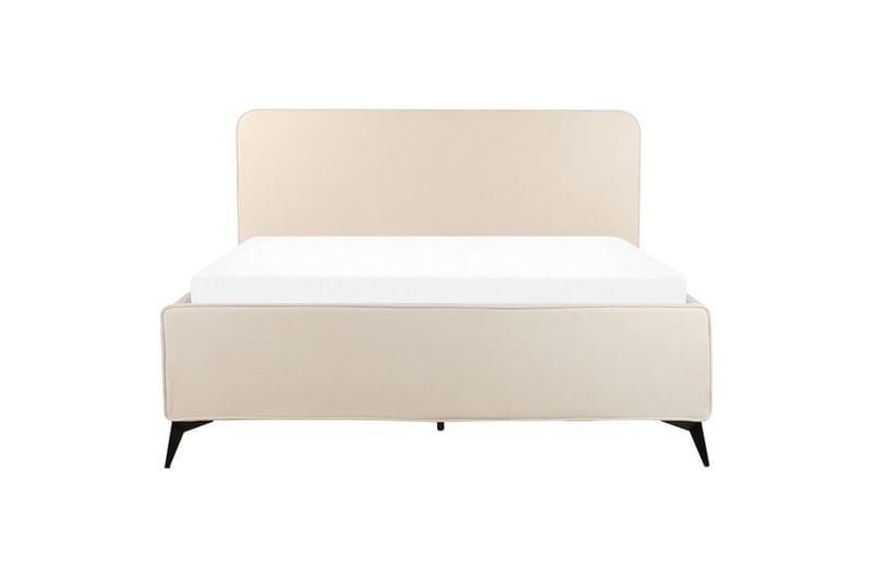 Seng med lamellbunn Valognes - Lysebeige, svart, Lys beige, svart, 160x200 cm - Møbler - Senger - Sengeramme & sengestamme