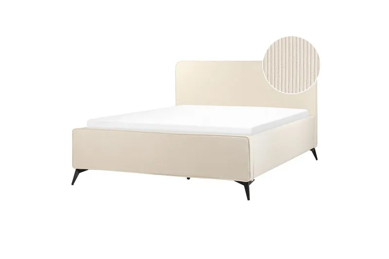 Seng med lamellbunn Valognes, Lysebeige, svart, Lys beige, svart, 160x200 cm