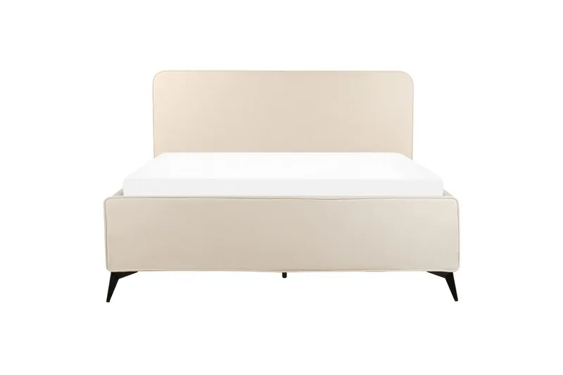 Seng med lamellbunn Valognes - Lysebeige, svart, Lys beige, svart, 160x200 cm - Møbler - Senger - Sengeramme & sengestamme