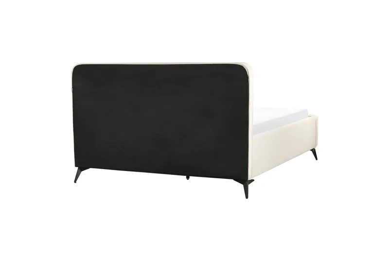 Seng med lamellbunn Valognes - Lysebeige, svart, Lys beige, svart, 160x200 cm - Møbler - Senger - Sengeramme & sengestamme