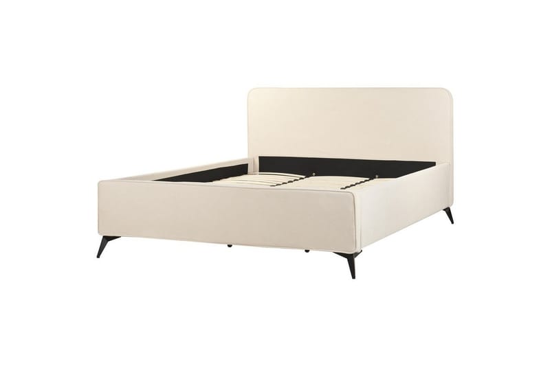 Seng med lamellbunn Valognes - Lysebeige, svart, Lys beige, svart, 180x200 cm - Møbler - Senger - Sengeramme & sengestamme