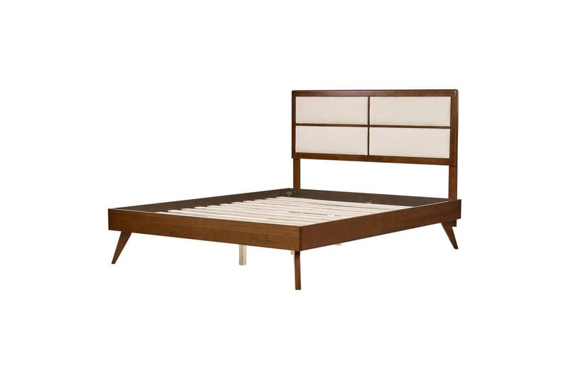 Seng med lamellbunn Poissy, Mørkt tre, beige, 160x200 cm