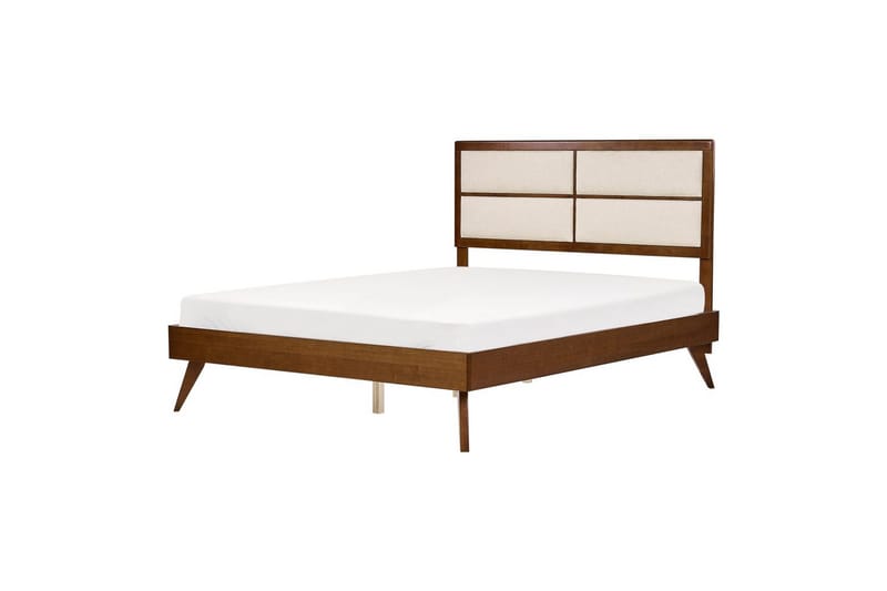 Seng med lamellbunn Poissy - Mørkt tre, beige, 160x200 cm - Møbler - Senger - Sengeramme & sengestamme