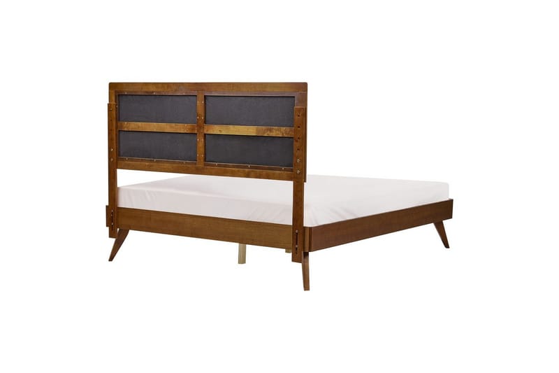 Seng med lamellbunn Poissy - Mørkt tre, beige, 160x200 cm - Møbler - Senger - Sengeramme & sengestamme