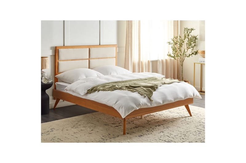 Seng med lamellbunn Poissy - Lyst tre, beige, 160x200 cm - Møbler - Senger - Sengeramme & sengestamme