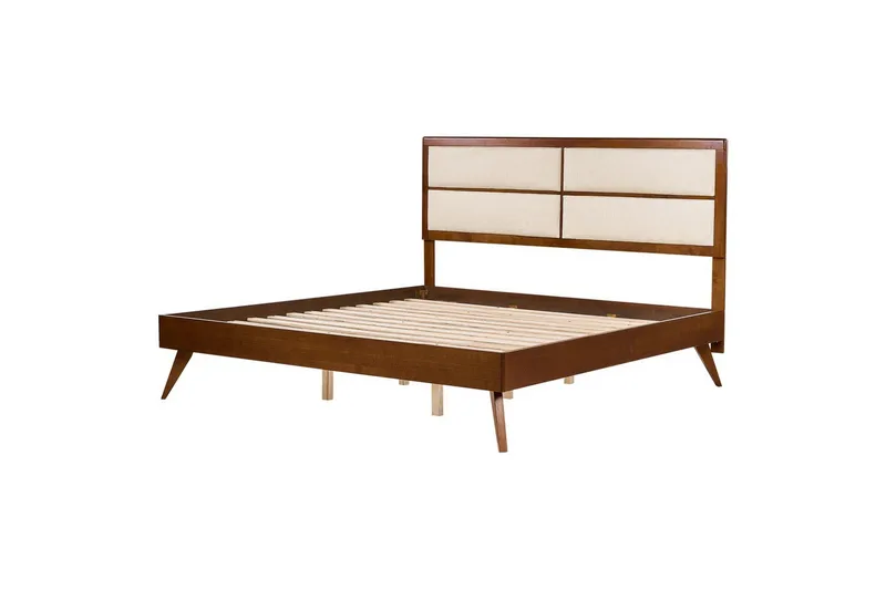 Seng med lamellbunn Poissy, Mørkt tre, beige, 180x200 cm