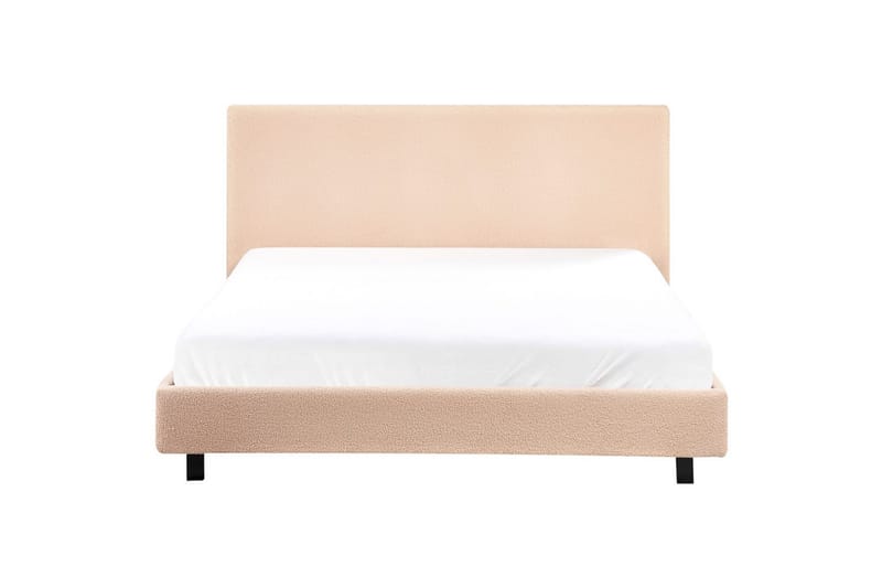 Seng med lamellramme Albi - Beige, svart/Bouclé, 140x200 cm - Møbler - Senger - Sengeramme & sengestamme