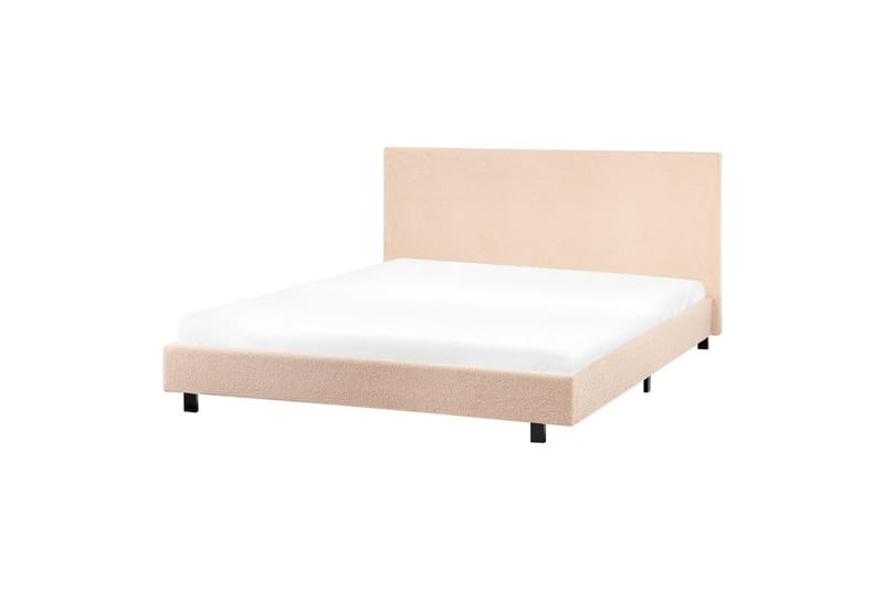 Seng med lamellramme Albi - Beige, svart/Bouclé, 160x200 cm - Møbler - Senger - Sengeramme & sengestamme