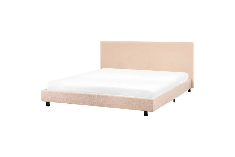 Seng med lamellramme Albi - Beige, svart/Bouclé, 180x200 cm - Møbler - Senger - Sengeramme & sengestamme