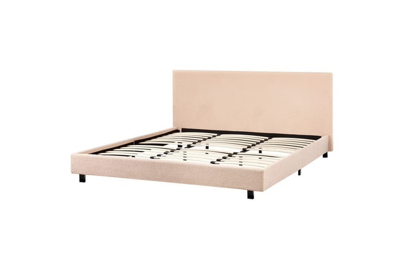 Seng med lamellramme Albi, Beige, svart/Bouclé, 180x200 cm
