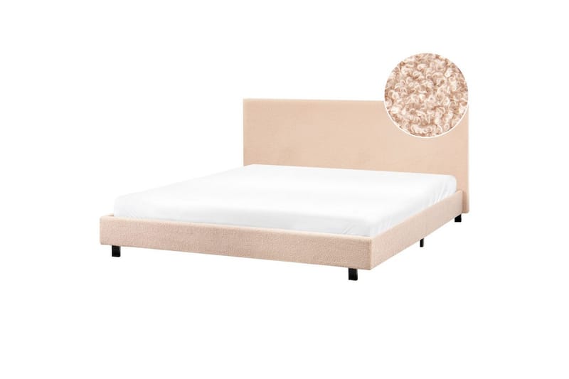Seng med lamellramme Albi - Beige, svart/Bouclé, 180x200 cm - Møbler - Senger - Sengeramme & sengestamme