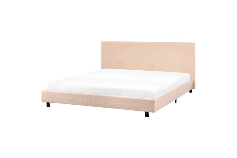 Seng med lamellramme Albi - Beige, svart/Bouclé, 180x200 cm - Møbler - Senger - Sengeramme & sengestamme