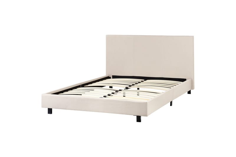 Seng med lamellramme Albi - Beige, svart/Polyester, 140x200 cm - Møbler - Senger - Sengeramme & sengestamme